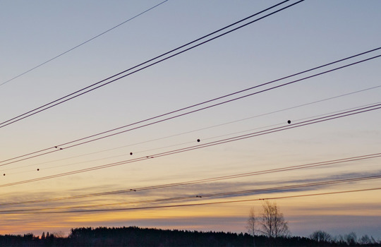 Electricity wiring against sunset